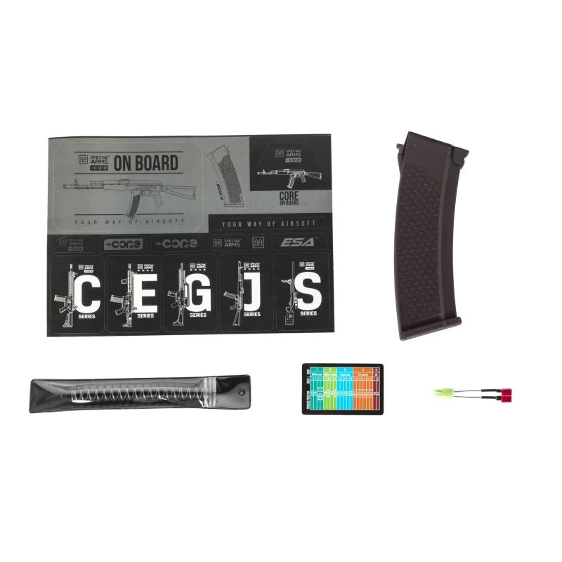 Specna Arms STARTER PACK Set SA AK-74S Gen2 (SA-J74 CORE HAL ETU) – Black / Plum