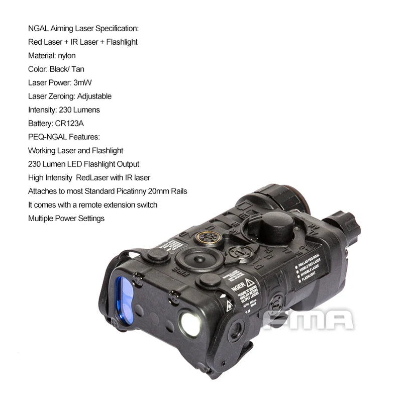 LAB PEQ-NGAL illuminator and red / IR laser module - black