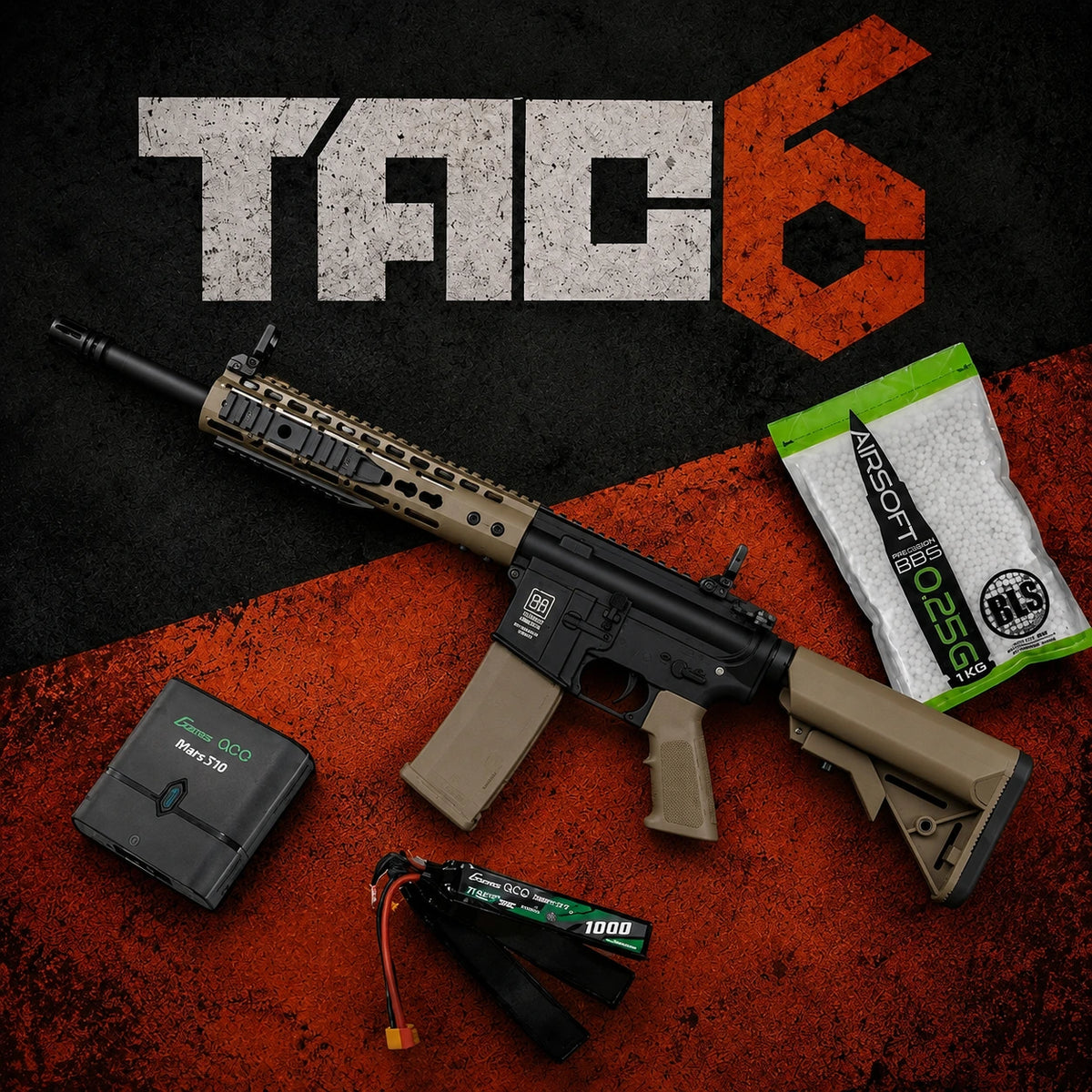 Specna Arms STARTER PACK set SA M4 Keymod Gen2 (SA-C09 CORE HAL ETU) - Black / Tan