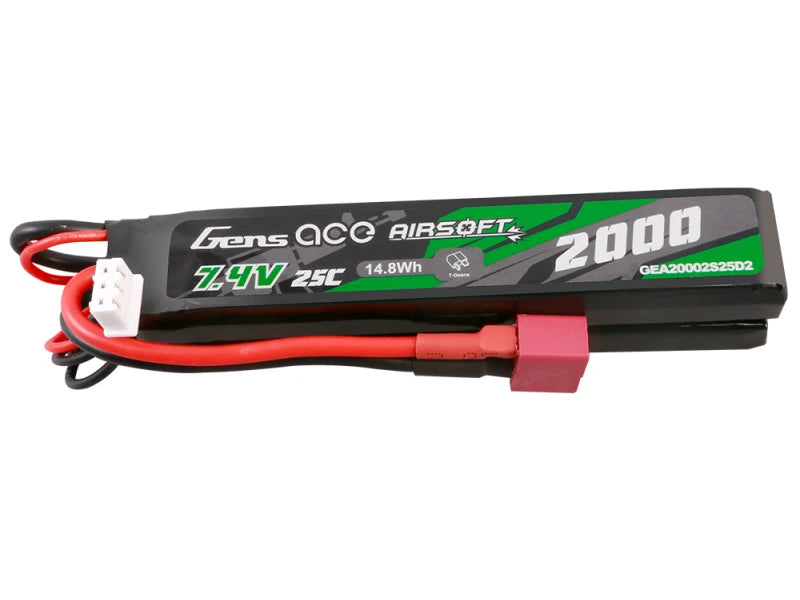 Gens Ace Li-Po Battery 7.4V 2000mAh 25C 106x20x10mm (2x) - Deans